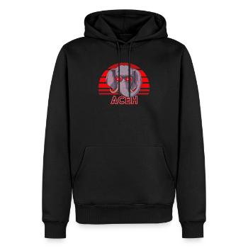 Aceh - Männer Premium Bio Hoodie - Schwarz - Vorne - Nico (187cm)