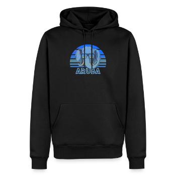 Aruba - Männer Premium Bio Hoodie - Schwarz - Vorne - Nico (187cm)