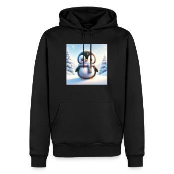 Pingouins neige - Sweat à capuche Premium bio Homme - noir - Devant - Nico (187cm)