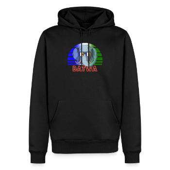 Batwa - Männer Premium Bio Hoodie - Schwarz - Vorne - Nico (187cm)