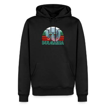 Bulgarie - Sweat à capuche Premium bio Homme - noir - Devant - Nico (187cm)