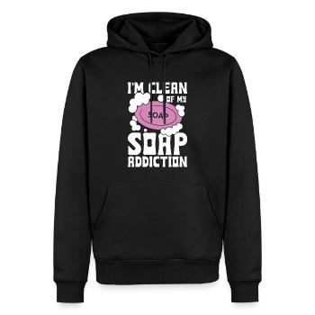 I'm Clean Of My Soap Addiction für einen - Männer Premium Bio Hoodie - Schwarz - Vorne - Nico (187cm)