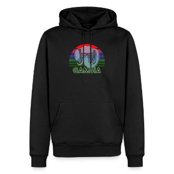 Gambia - Männer Premium Bio Hoodie - Schwarz - Vorne - Nico (187cm)
