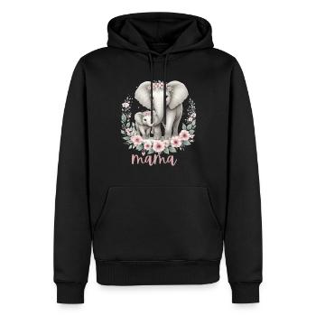 Mama Heart Floral Wreath Elephant Baby Shower - Männer Premium Bio Hoodie - Schwarz - Vorne - Nico (187cm)