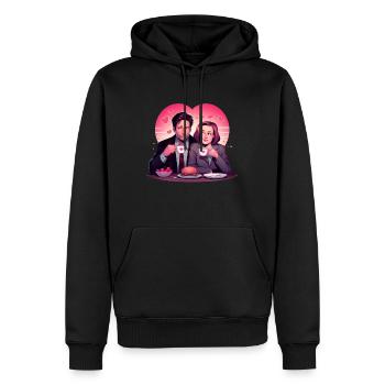 Déjeuner romantique et café - Sweat à capuche Premium bio Homme - noir - Devant - Nico (187cm)