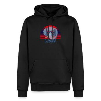Laos - Männer Premium Bio Hoodie - Schwarz - Vorne - Nico (187cm)
