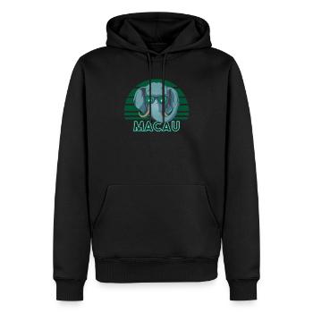 Macau - Männer Premium Bio Hoodie - Schwarz - Vorne - Nico (187cm)