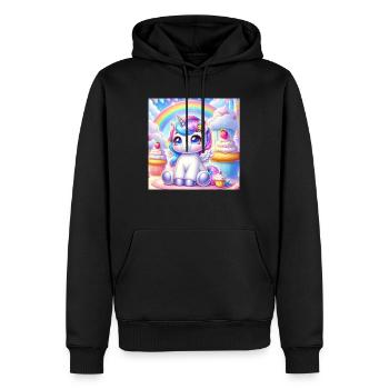 Cartoon Einhorn 1 - Männer Premium Bio Hoodie - Schwarz - Vorne - Nico (187cm)