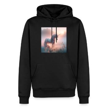 Einhorn - Männer Premium Bio Hoodie - Schwarz - Vorne - Nico (187cm)