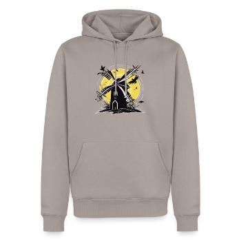 Dark Windmill - Männer Premium Bio Hoodie - Taupe - Vorne - Nico (187cm)