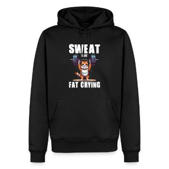 Lustige Katze Workout Sweat Is Just Fat Crying - Männer Premium Bio Hoodie - Schwarz - Vorne - Nico (187cm)
