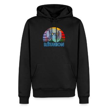 Réunion - Sweat à capuche Premium bio Homme - noir - Devant - Nico (187cm)