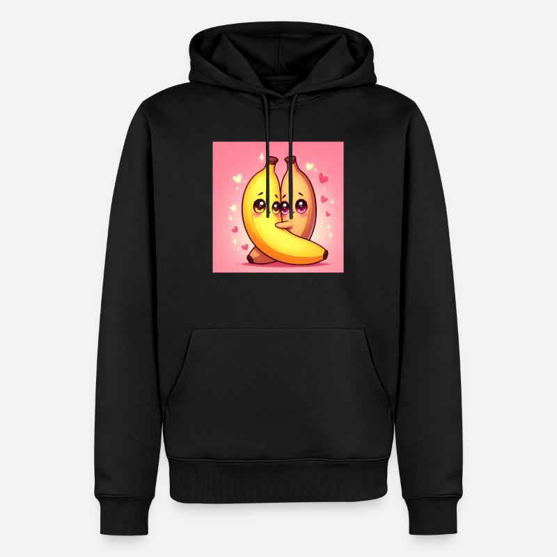 Ich liebe dich, Banane!! - Männer Premium Bio Hoodie - Schwarz