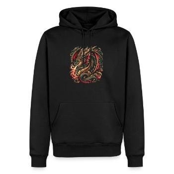 Smaragdgrüner Inferno-Drache - Männer Premium Bio Hoodie - Schwarz - Vorne - Nico (187cm)
