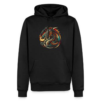 Purpurroter Flammendrache - Männer Premium Bio Hoodie - Schwarz - Vorne - Nico (187cm)