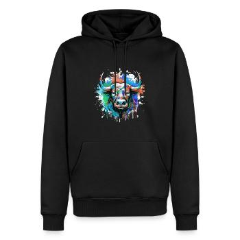 Bulle Kopf Porträt Tier Taurus Bunt - Männer Premium Bio Hoodie - Schwarz - Vorne - Nico (187cm)
