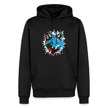 Portrait De Tête De Renard Coloré - Sweat à capuche Premium bio Homme - noir - Devant - Nico (187cm)