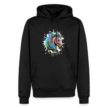 Portrait De Tête De Licorne Coloré - Sweat à capuche Premium bio Homme - noir - Devant - Nico (187cm)