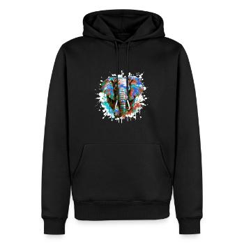 Elephant Head Portrait Colorful - Men’s Premium Organic Hoodie - black - Front - Nico (187cm)