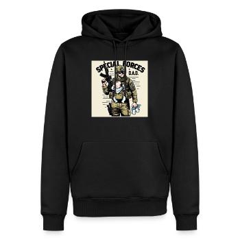 Special Forces: D.A.D. - Männer Premium Bio Hoodie - Schwarz - Vorne - Nico (187cm)