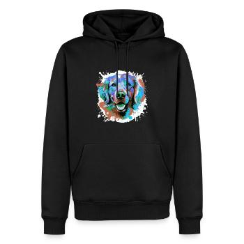 Golden Retriever Dog Head Portrait Colorful - Men’s Premium Organic Hoodie - black - Front - Nico (187cm)