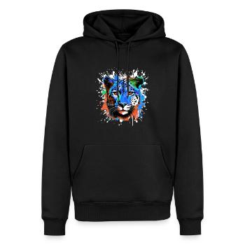 Gepard Kopf Porträt Bunt - Männer Premium Bio Hoodie - Schwarz - Vorne - Nico (187cm)