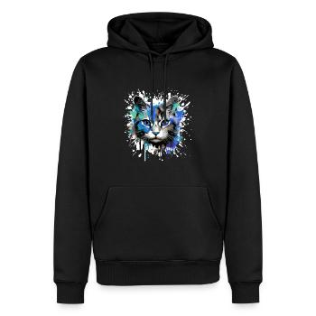Katze Symbol Kopf Porträt Bunt - Männer Premium Bio Hoodie - Schwarz - Vorne - Nico (187cm)