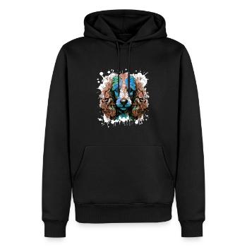 Pudel Hund Kopf Porträt Bunt - Männer Premium Bio Hoodie - Schwarz - Vorne - Nico (187cm)