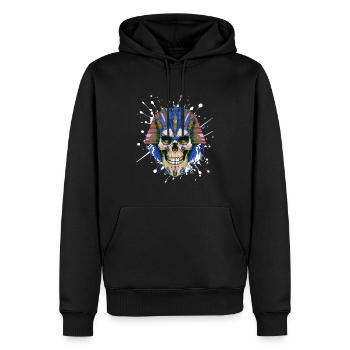 Pharao Totenkopf Skelett Bunt - Männer Premium Bio Hoodie - Schwarz - Vorne - Nico (187cm)
