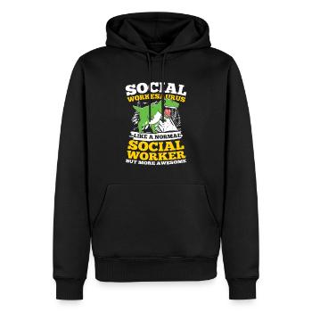 Social Workesaurus Like A Normal Worker - Männer Premium Bio Hoodie - Schwarz - Vorne - Nico (187cm)