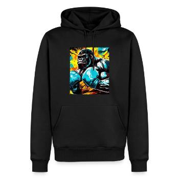 Gorilla Boxer Kämpfer Beast - Männer Premium Bio Hoodie - Schwarz - Vorne - Nico (187cm)