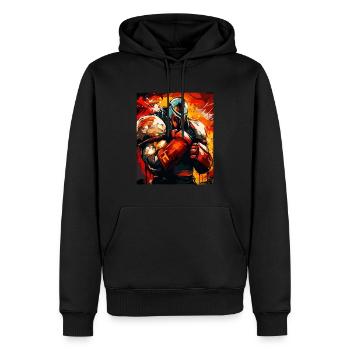 Ritter Boxer Kämpfer - Männer Premium Bio Hoodie - Schwarz - Vorne - Nico (187cm)