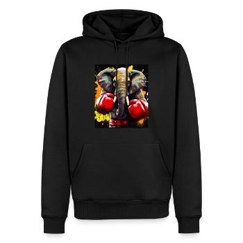 Combattant de boxeur éléphant - Sweat à capuche Premium bio Homme - noir - Devant - Nico (187cm)