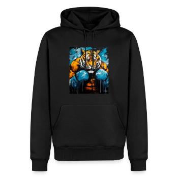 Combattant de boxeur tigre - Sweat à capuche Premium bio Homme - noir - Devant - Nico (187cm)