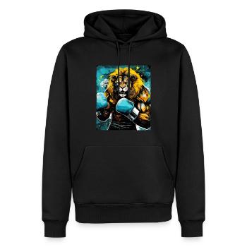 Combattant de boxeur lion - Sweat à capuche Premium bio Homme - noir - Devant - Nico (187cm)