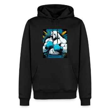 Ours polaire Boxer Fighter Polar Bear Boxe - Sweat à capuche Premium bio Homme - noir - Devant - Nico (187cm)