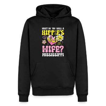 Hippie's Wife Mississippi für einen Hippie - Männer Premium Bio Hoodie - Schwarz - Vorne - Nico (187cm)