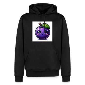 Plum purple - Men’s Premium Organic Hoodie - black - Front - Nico (187cm)