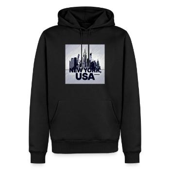 New York City Skyline - Männer Premium Bio Hoodie - Schwarz - Vorne - Nico (187cm)