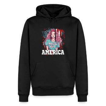Patriotisches Amerikanisches Mädchen USA für - Männer Premium Bio Hoodie - Schwarz - Vorne - Nico (187cm)