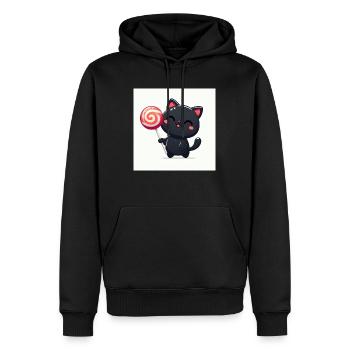 Sweet Kitty noir avec grosse sucette - Sweat à capuche Premium bio Homme - noir - Devant - Nico (187cm)