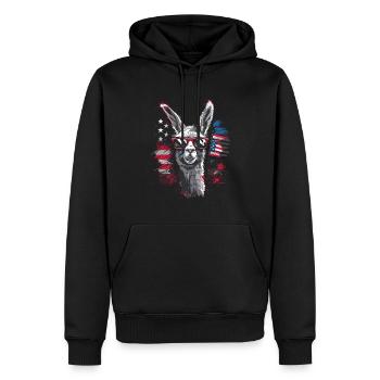 Coole Amerika Llama Sonnenbrille Patriotisch - Männer Premium Bio Hoodie - Schwarz - Vorne - Nico (187cm)