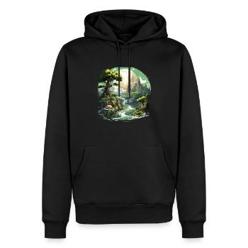 Von der Natur inspirierte landschaftliche Kunst - Männer Premium Bio Hoodie - Schwarz - Vorne - Nico (187cm)