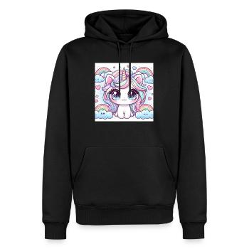 licorne arc en ciel - Sweat à capuche Premium bio Homme - noir - Devant - Nico (187cm)