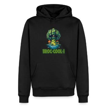 Summer Vibes Cooler Brokkoli mit Sonnenbrille - Männer Premium Bio Hoodie - Schwarz - Vorne - Nico (187cm)