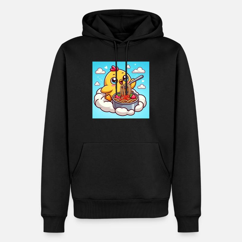 Poussin sucré au 7ème ciel avec une portion de pâtes - Sweat à capuche Premium bio Homme - noir