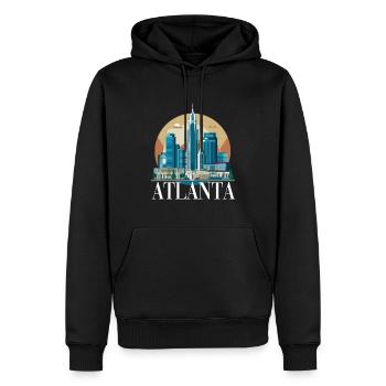 Atlanta Skyline Sonnenuntergang Stadtbild - Männer Premium Bio Hoodie - Schwarz - Vorne - Nico (187cm)