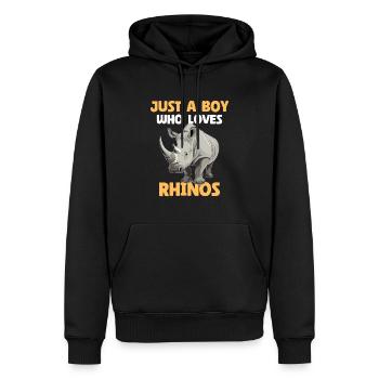 Just A Boy Who Loves Rhinos - Männer Premium Bio Hoodie - Schwarz - Vorne - Nico (187cm)