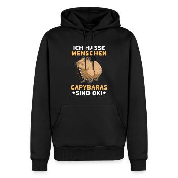 Ich Hasse Menschen Capybaras Sind Ok - Männer Premium Bio Hoodie - Schwarz - Vorne - Nico (187cm)