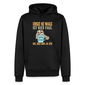 Irgendwas Ist Hier Faul Oh Das Bin Ja Ich - Männer Premium Bio Hoodie - Schwarz - Vorne - Nico (187cm)